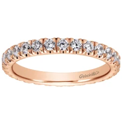 Clearance Gabriel & Co. Avignon - 14K Rose Gold French Pave Set Diamond Eternity Band - 1 ct