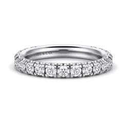 Online Gabriel & Co. Avignon - 14K White Gold French Pave Diamond Wedding Band - 1.1 ct
