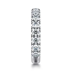 Best Gabriel & Co. Avignon - 14K White Gold French Pave Set Diamond Anniversary Band - 1.45 ct