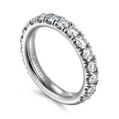 Best Gabriel & Co. Avignon - 14K White Gold French Pave Set Diamond Anniversary Band - 1.45 ct
