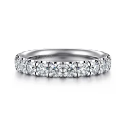 Best Gabriel & Co. Avignon - 14K White Gold French Pave Set Diamond Anniversary Band - 1.45 ct