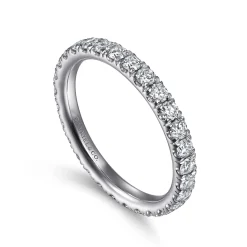 Clearance Gabriel & Co. Avignon - 14K White Gold French Pave Set Diamond Eternity Band - 1 ct