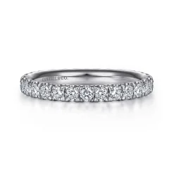 Clearance Gabriel & Co. Avignon - 14K White Gold French Pave Set Diamond Eternity Band - 1 ct