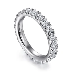 Best Gabriel & Co. Avignon - 14K White Gold French Pave Set Diamond Eternity Band - 1.95 ct