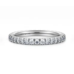 Clearance Gabriel & Co. Avignon - 14K White Gold French Pave Set Diamond Eternity Band - 0.75 ct