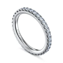 Clearance Gabriel & Co. Avignon - 14K White Gold French Pave Set Diamond Eternity Band - 0.75 ct