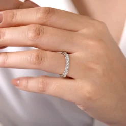 Best Gabriel & Co. Avignon - 14K White Gold French Pave Set Diamond Eternity Band - 1.45 ct