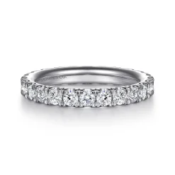 Best Gabriel & Co. Avignon - 14K White Gold French Pave Set Diamond Eternity Band - 1.45 ct