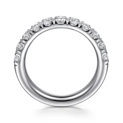 Clearance Gabriel & Co. Avignon - 14K White Gold 11 Stone French Pave Set Diamond Anniversary Band - 1 ct