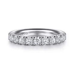 Clearance Gabriel & Co. Avignon - 14K White Gold 11 Stone French Pave Set Diamond Anniversary Band - 1 ct