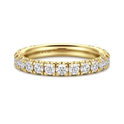 Hot Gabriel & Co. Avignon - 14K Yellow Gold French Pave Diamond Wedding Band - 1.05 ct