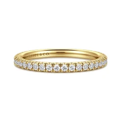 Clearance Gabriel & Co. Avignon - 14K Yellow Gold French Pave Diamond Wedding Band - 0.35 ct