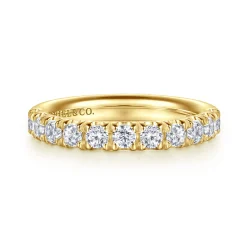 Hot Gabriel & Co. Avignon - 14K Yellow Gold 11 Stone French Pave Set Diamond Anniversary Band - 1 ct