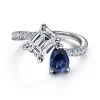 Sale Gabriel & Co. Avrille - 14K White Gold Toi et Moi Oval Sapphire and Diamond Engagement Ring