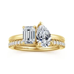 Outlet Gabriel & Co. Ayla - 14K Yellow Gold Toi et Moi Pear Shape Diamond Engagement Ring