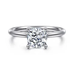 Outlet Gabriel & Co. Azucena - 14K White Gold Cushion Cut Solitaire Diamond Engagement Ring