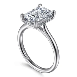 Clearance Gabriel & Co. Azucena - 14K White Gold Emerald Cut Solitaire Diamond Engagement Ring