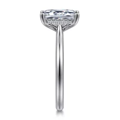 New Gabriel & Co. Azucena - 14K White Gold Emerald Cut Solitaire Diamond Engagement Ring