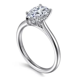 Best Gabriel & Co. Azucena - 18K White Gold Pear Shape Solitaire Diamond Engagement Ring
