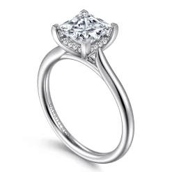 Sale Gabriel & Co. Azucena - 18K White Gold Princess Cut Solitaire Diamond Engagement Ring