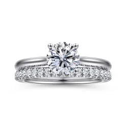 Clearance Gabriel & Co. Azucena - 14K White Gold Round Solitaire Diamond Engagement Ring