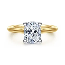 Sale Gabriel & Co. Azucena - 14K White-Yellow Gold Elongated Cushion Solitaire Diamond Engagement Ring