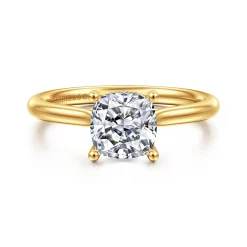 Gabriel & Co. Azucena - 18K Yellow Gold Cushion Cut Solitaire Diamond Engagement Ring