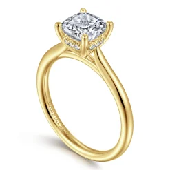 Discount Gabriel & Co. Azucena - 14K Yellow Gold Cushion Cut Solitaire Diamond Engagement Ring