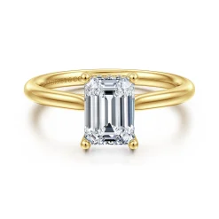 Clearance Gabriel & Co. Azucena - 14K Yellow Gold Emerald Cut Solitaire Diamond Engagement Ring
