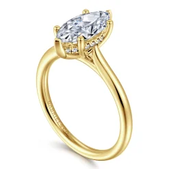 Best Gabriel & Co. Azucena - 14K Yellow Gold Marquise Shape Solitaire Diamond Engagement Ring