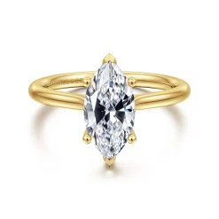 Best Gabriel & Co. Azucena - 14K Yellow Gold Marquise Shape Solitaire Diamond Engagement Ring