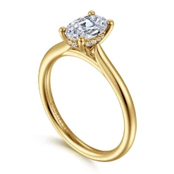 Hot Gabriel & Co. Azucena - 14K Yellow Gold Oval Solitaire Diamond Engagement Ring