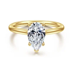 Sale Gabriel & Co. Azucena - 14K Yellow Gold Pear Shape Solitaire Diamond Engagement Ring