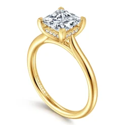 New Gabriel & Co. Azucena - 18K Yellow Gold Princess Cut Solitaire Diamond Engagement Ring