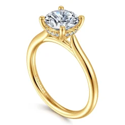 New Gabriel & Co. Azucena - 18K Yellow Gold Round Solitaire Diamond Engagement Ring