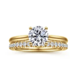 New Gabriel & Co. Azucena - 14K Yellow Gold Round Solitaire Diamond Engagement Ring
