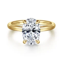 Discount Gabriel & Co. Azura - 14K Yellow Gold Oval Solitaire Diamond Engagement Ring