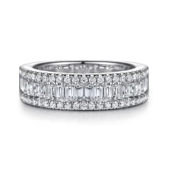 Discount Gabriel & Co. Babette - 14K White Gold U setting and Channel Baguette Diamond Anniversary Band - 1.16 ct