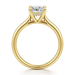 Sale Gabriel & Co. Badia - 14K Yellow Gold Cushion Cut Solitaire Diamond Engagement Ring