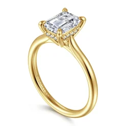 New Gabriel & Co. Badia - 14K Yellow Gold Emerald Cut Solitaire Diamond Engagement Ring