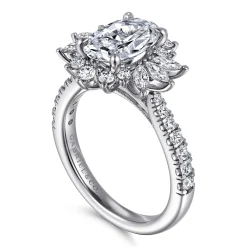Outlet Gabriel & Co. Bailee - 14K White Gold Bursting Halo Oval Diamond Engagement Ring