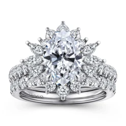 Outlet Gabriel & Co. Bailee - 14K White Gold Bursting Halo Oval Diamond Engagement Ring