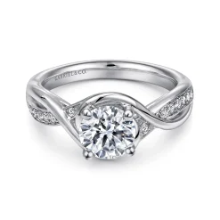 Hot Gabriel & Co. Bailey - 14K White Gold Round Twisted Diamond Channel Set Engagement Ring