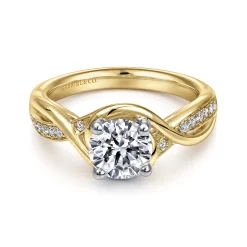 Online Gabriel & Co. Bailey - 14K White-Yellow Gold Round Diamond Bypass Channel Set Engagement Ring