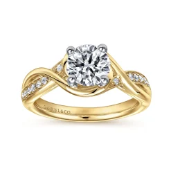 Online Gabriel & Co. Bailey - 14K White-Yellow Gold Round Diamond Bypass Channel Set Engagement Ring