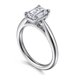 New Gabriel & Co. Bambi - 14K White Gold Emerald Cut Solitaire Diamond Engagement Ring