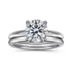 New Gabriel & Co. Bambi - 14K White Gold Round Solitaire Diamond Engagement Ring