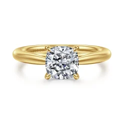 Outlet Gabriel & Co. Bambi - 14K Yellow Gold Cushion Cut Solitaire Diamond Engagement Ring