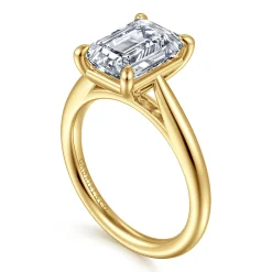 Sale Gabriel & Co. Bambi - 14K Yellow Gold Emerald Cut Solitaire Diamond Engagement Ring