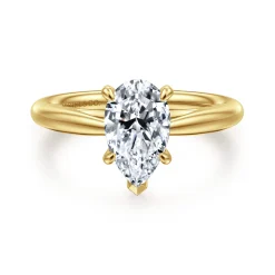 New Gabriel & Co. Bambi - 14K Yellow Gold Pear Shape Solitaire Diamond Engagement Ring